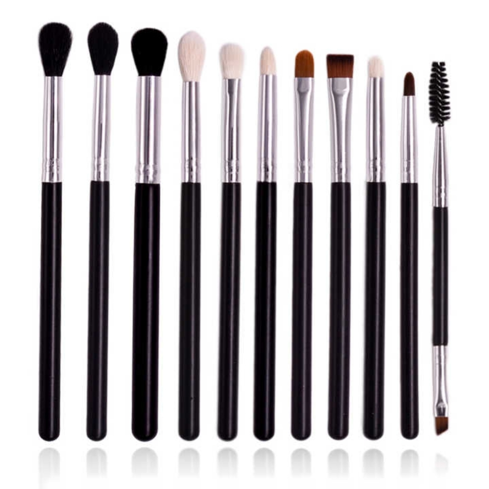 11 Piece Makeup Brush Set - Eyeshadow, Mascara, Lip, and Eye Makeup Brushes